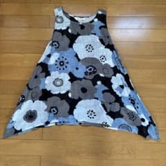 花柄 ノースリーブ チュニック ブルー系のサムネイル