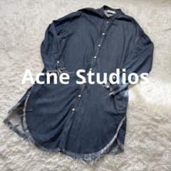 Acne Studios フリンジデニムシャツワンピース インディゴ - メルカリ