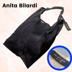 ANITA BILARDI A4可 シボ革 ワンショルダーバッグ 黒 レザー - メルカリ