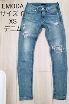 【EMODA】ブルー デニム サイズ ０ XS クラッシュ ダメージのサムネイル