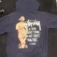 oldStussy 80s90sジップアップパーカー ネイビー (紺色)Sサイズのサムネイル