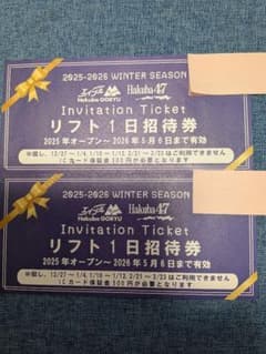 白馬五竜スキー&Hakuba47リフト1日招待券　 2枚セッ卜のサムネイル