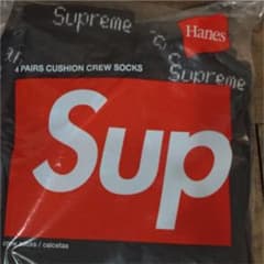 supreme hanes 黒 socks 2足セット 靴下 ソックスのサムネイル