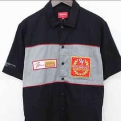 【リョウ様専用】supreme ワッペン付コットン半袖シャツ 黒灰のサムネイル