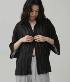 AUNT MARIE'S 半袖 シアーシャツ ブラックのサムネイル