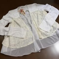 本日お値下げしました・レース＆シフォン使い 重ねカーディガン・新品のサムネイル