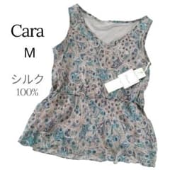ペイズリー柄 ノースリーブ シルク100% トップス 新品タグ付 Caraのサムネイル