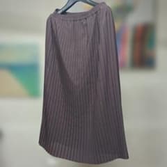 ダークパープル プリーツ ロングスカート