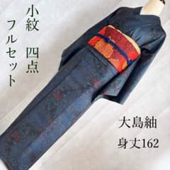 小紋 フルセット 大島紬 着物 正絹 トールサイズ しつけ糸付 カタス 袷