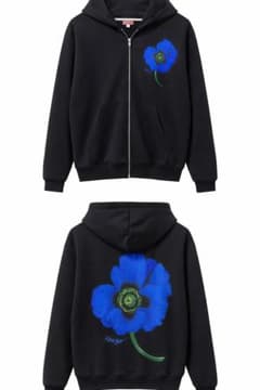 KENZO 花柄ジップアップパーカー（黒） - メルカリ