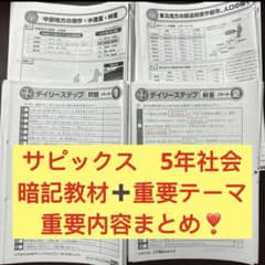 ⑤ サピックス　SAPIX 5年　社会　希少　通年重要内容まとめ❣️ フルセット ⑤ サピックス SAPIX 5年 社会 希少 通年重要内容まとめ❣️ フル