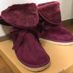 未使用 ムートンブーツ ワインレッド Lサイズのサムネイル