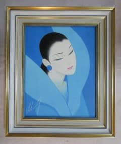 油絵　人物　鶴田一郎　 F6 【　美人画　】手描き　額付き 油絵 人物 額付き 鶴田一郎 F6 【 美人画 】手描き F6 - メルカリ