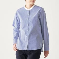 無印良品 スタンドカラーシャツ ネイビー✕ストライプMのサムネイル