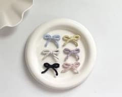 〔２個set〕୨୧手編みニットリボンヘアクリップ୨୧のサムネイル