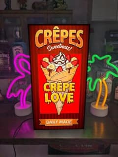 Lサイズ】クレープ お菓子 スイーツ 看板 置物 アメリカン雑貨 ライト
