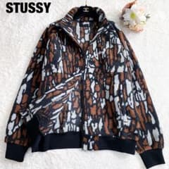 極美品 M ステューシー 刺繍ロゴ ツリーバーク フリース ジャケット 