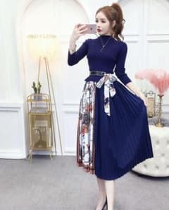 シフォンプリーツベルト付きワンピースのサムネイル