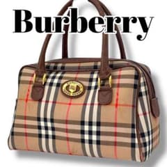 バーバリー 月桂樹 ミニボストンバッグ キャンバス ノバチェック