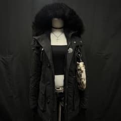 平成ギャル y2kグランジ ダークコア リアルファー付き モッズコート