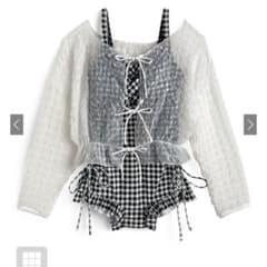 新品未使用！ギンガムチェック柄水着×シアーカーディガン