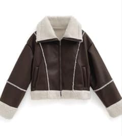 GRL レザームートンブルゾン 襟2way ブラウン　冬服のサムネイル