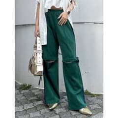 jouetieグリーン カットアウト ワイドパンツ ジャージパンツ 2wayのサムネイル
