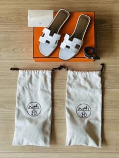 エルメス HERMES オラン 白 ホワイト 37 ハーフ　24cmのサムネイル