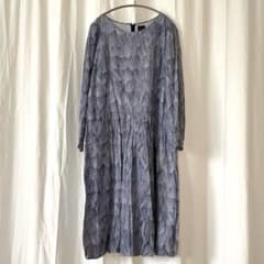 ミナペルホネン minna perhonen 長袖ワンピース 青と白の波紋 38