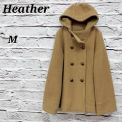 Heather [M] Hooded Half Coat, Wool Blend, Double-Breasted, Brown