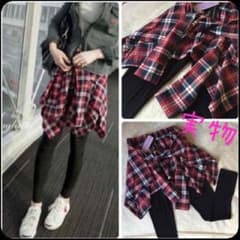 腰巻き♡チェックシャツ付きレギンスのサムネイル