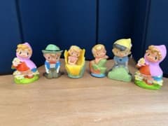 昭和レトロ 北陸銀行 ノベルティ 貯金箱 ソフビ人形 6体セット 当時物