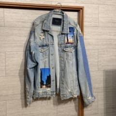 ZARA デニムジャケット ダメージ加工 フォトプリント M - メルカリ