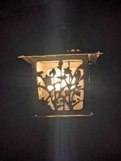 美術品商】時代.鉄製松竹梅透.四角吊灯籠.吊灯篭.灯籠.燈篭.燈籠□仏具