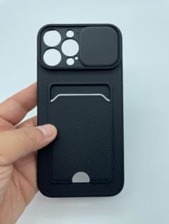 iphone13pro レンズカバー＆カード入れ付きケース(黒）のサムネイル