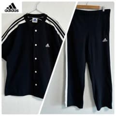90s XL アディダス vtg 半袖 ジャージ  デサント ATP adidas 90s デサント 半袖 ジャージセットアップ ブラック L 日本