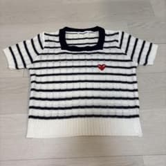 ハートワッペン　ニット　半袖　トップス　CDG DIY