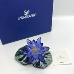スワロフスキー ブルーバイオレット 花 睡蓮 スイレン クリスタル 箱