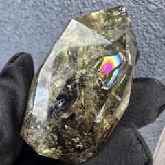 開運 魔除】絶品❗️レインボー煙水晶スモーキーシトリン六角柱 超