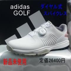 新品28cmアディダスゴルフ 白 BOA ダイヤル式 スパイクレスゴルフ