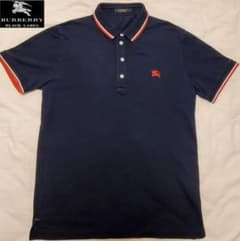 希少！バーバリーブラックレーベル 半袖ポロTシャツ 紺ネイビー サイズ2のサムネイル
