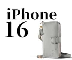 iPhone 16 対応　iPhoneケース グレージュ　ショルダーストラップのサムネイル