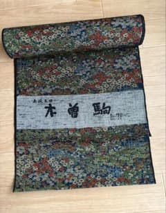 着物反物 本曽駒 花柄 紺色系のサムネイル