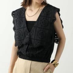 GANNI ガニー ノースリーブ レーストップス ブラック 36サイズ 極美品 