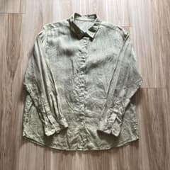 無印良品　洗いざらし　レギュラーカラー長袖 ライトグリーンのサムネイル