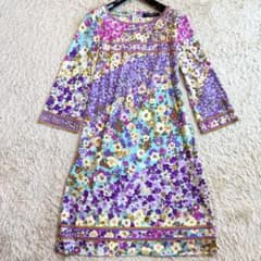 未使用級✨️LEONARD】 カンカン素材 お花柄 近年タグ ワンピース