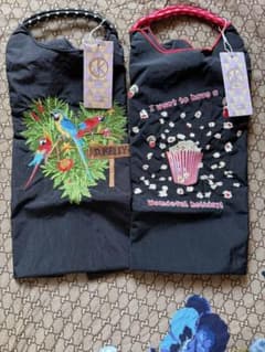 タグ付新品 D.KELLY 刺繍エコバッグ ポップコーン オウム　超人気デザインのサムネイル
