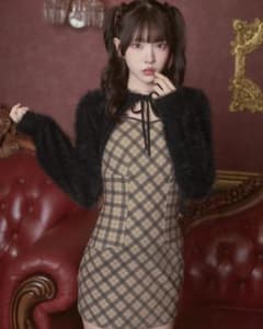 オリジナルチェック柄アンサンブルミニワンピース - メルカリ