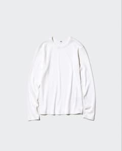 UNIQLO ソフトリブクルーネックT 長袖 ホワイトLサイズのサムネイル