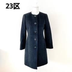 極美品 23区 ノーカラー コート Mサイズ 黒 アンゴラ混 - メルカリ
